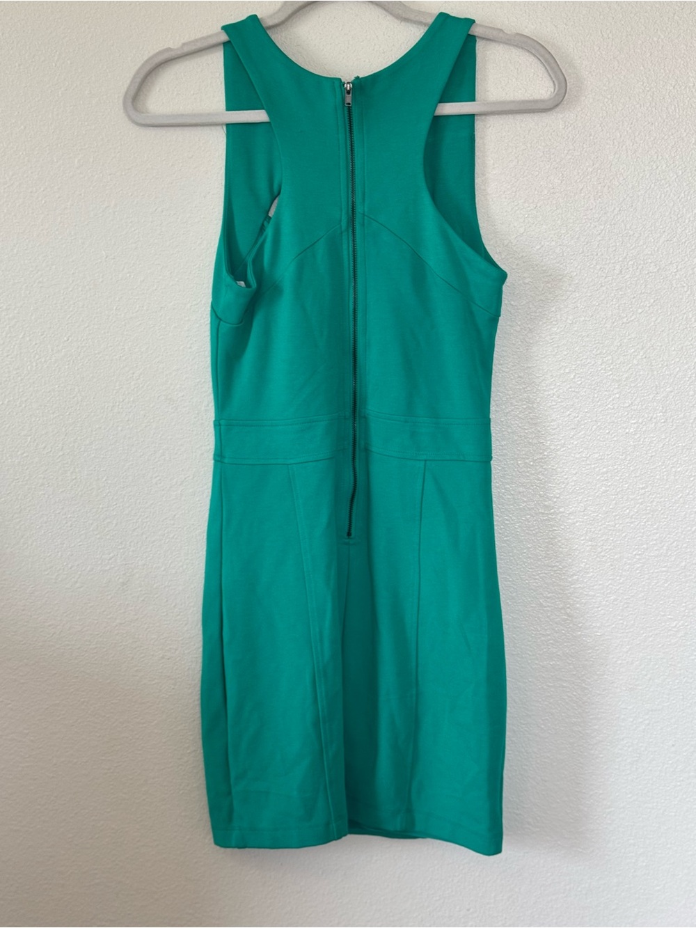 Bebe Bodycon Mini Dress Cut Out Front Teal Green Sleeveless Size S Small - Picture 4 of 10